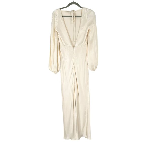NWT Shona Joy La Lune Balloon Sleeve Open Back Midi Dress in Cream - Picture 4 of 11